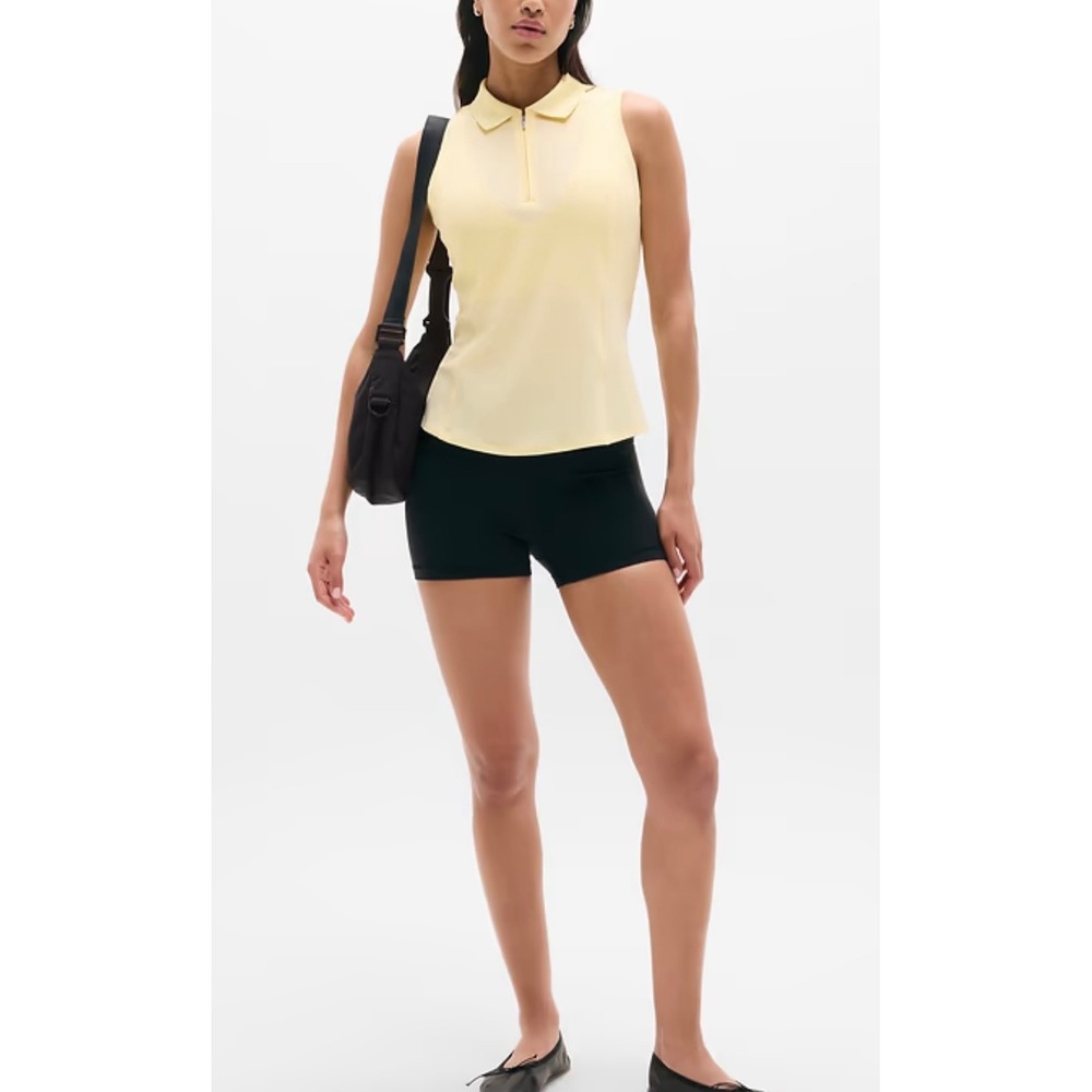 Athleta TEE TIME POLO TANK Golf Yellow Sporty Athleisure Women's XL NWOT